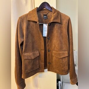 Zara Faux Brown Suede Jacket